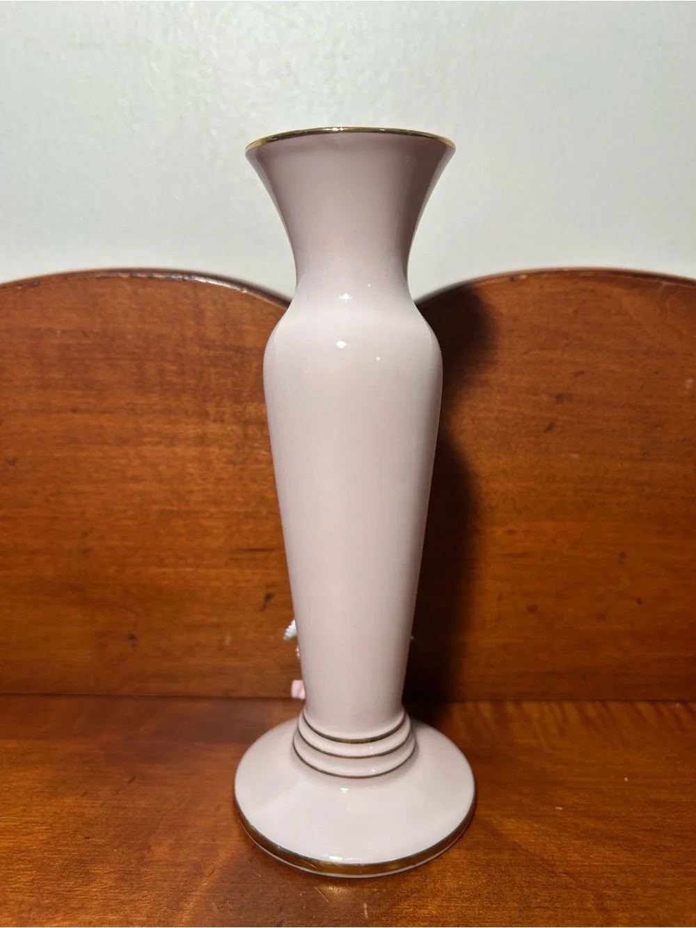 Vintage Pink Floral Lefton Bud Vase 6 7/16” tall x 2 9/16” wide